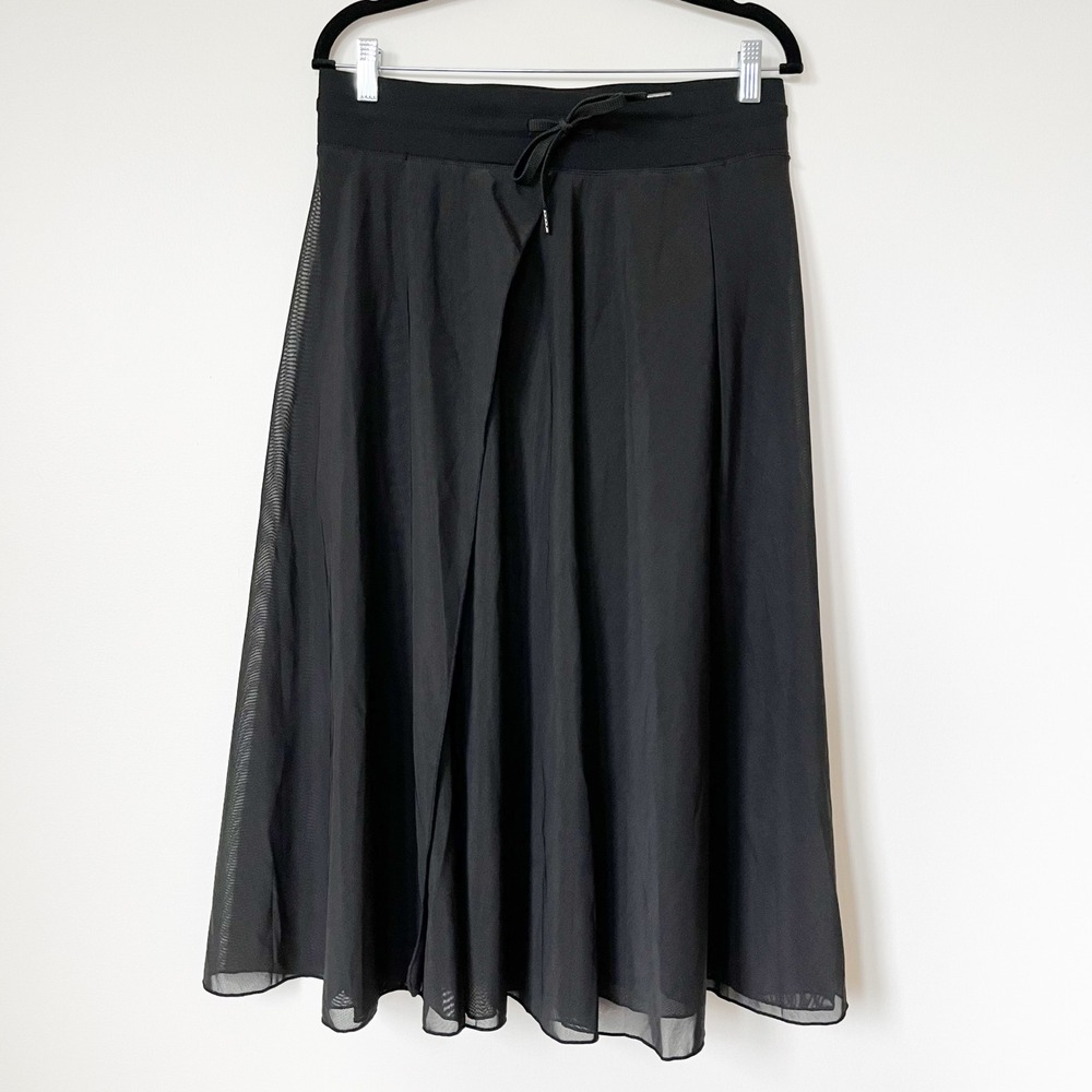 NEW Halara High Waist Drawstring Mesh Pocket Flowy Midi Casual Skirt Black Large - Picture 5 of 16